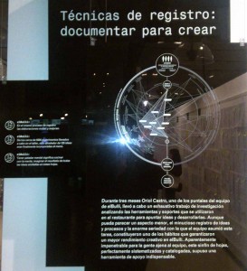 Don Diseño 3 ejemplos de la escalera del diseño - Diseño en los procesos de la empresa - Parte tres - Documentar para crear - tecnicas de registro - Cartel en Exposicion Ferrán Adrià, Auditando el proceso creativo, octubre 2014 a marzo 2015. Espacio fundación Telefónica, Calle de Fuencarral 3, 28004, Madrid - Carlos Luzón
